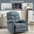 Massage Rocker Recliner Chair Rocking Chairs for Adults Oversized with 2 Cup Holders, USB Charge Port Soft Features a Manual Mas
