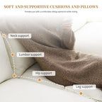 [VIDEO provided][New]118*55 Modern L-shaped Chenille Cloud Sofa with Double Seat Cushions,5-seat Upholstered Indoor Furniture,S