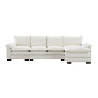 [VIDEO provided][New]118*55 Modern L-shaped Chenille Cloud Sofa with Double Seat Cushions,5-seat Upholstered Indoor Furniture,S