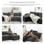 [VIDEO provided][New]118*55 Modern L-shaped Chenille Cloud Sofa with Double Seat Cushions,5-seat Upholstered Indoor Furniture,S