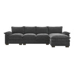 [VIDEO provided][New]118*55 Modern L-shaped Chenille Cloud Sofa with Double Seat Cushions,5-seat Upholstered Indoor Furniture,S