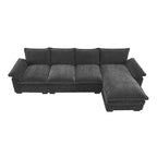 [VIDEO provided][New]118*55 Modern L-shaped Chenille Cloud Sofa with Double Seat Cushions,5-seat Upholstered Indoor Furniture,S