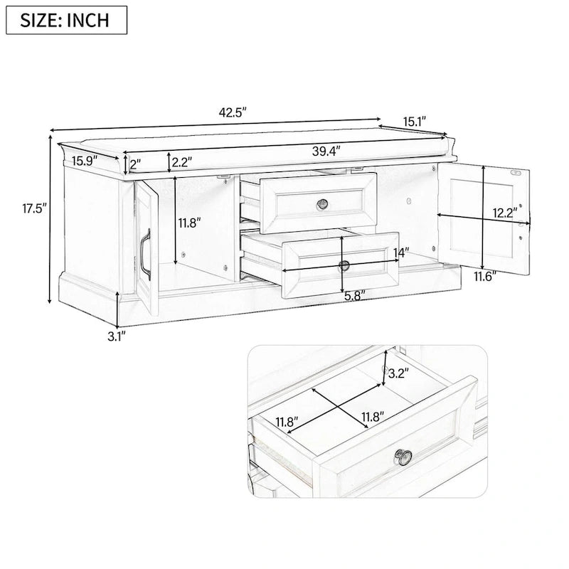 Merax Storage Bench with Removable Cushion