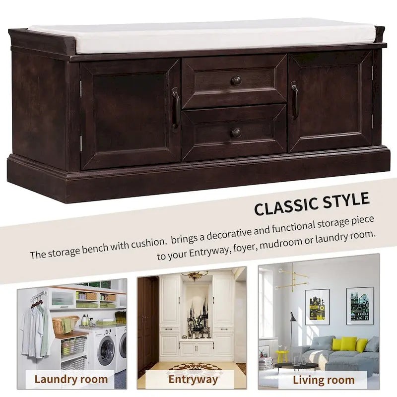 Merax Storage Bench with Removable Cushion