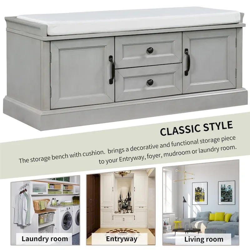 Merax Storage Bench with Removable Cushion
