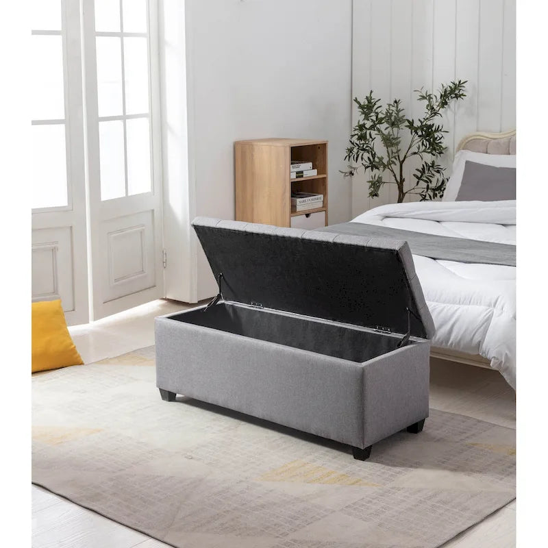 Ved Storage Bench, Flip Top, Fabric Upholstery