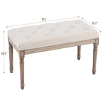 CO-Z French Vintage Upholstered Bench with Carved Solid Wood Frame