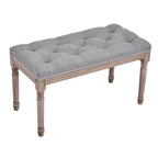 CO-Z French Vintage Upholstered Bench with Carved Solid Wood Frame