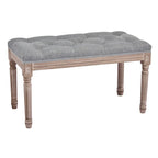 CO-Z French Vintage Upholstered Bench with Carved Solid Wood Frame