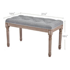 CO-Z French Vintage Upholstered Bench with Carved Solid Wood Frame