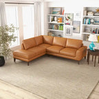 Miama Living Room Full Grain Genuine Leather Best Sectional Couch in Cognac Tan