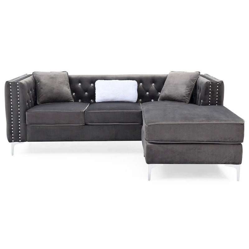 Paige Velvet Tufted Sofa with Chaise