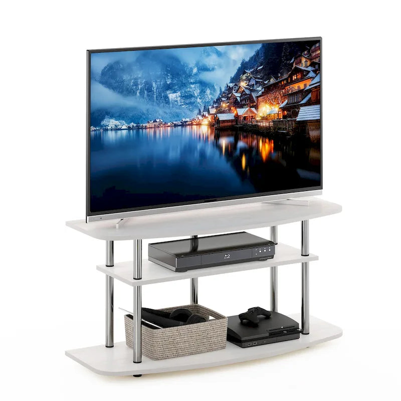 Furinno Frans Turn-N-Tube 3-Tier TV Stand for TV up to 46, Black Oak