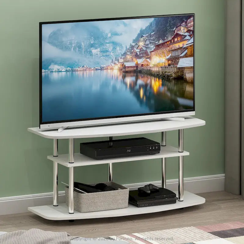Furinno Frans Turn-N-Tube 3-Tier TV Stand for TV up to 46, Black Oak