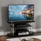 Furinno Frans Turn-N-Tube 3-Tier TV Stand for TV up to 46, Black Oak