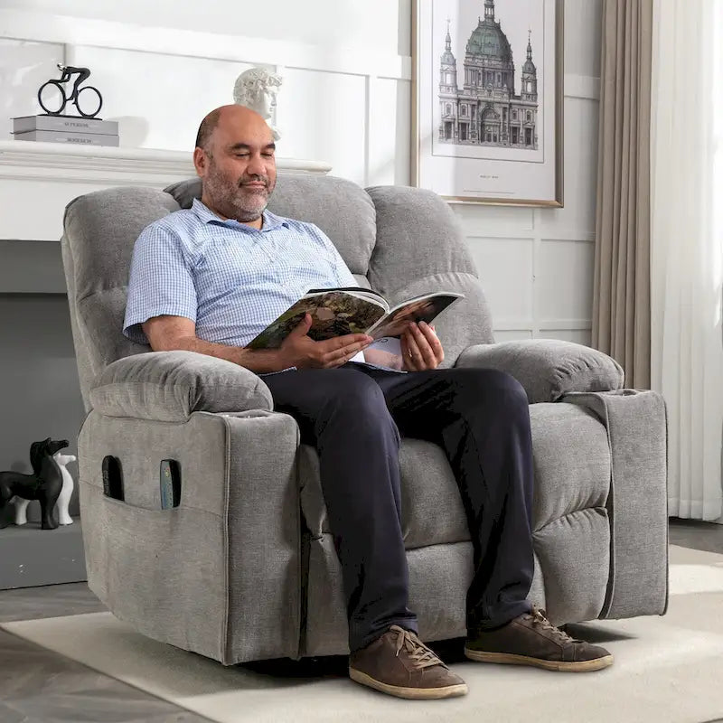 Power Lift Recliner Chair With Electric Massage And Heat For Elderly With 2 Cup Holders