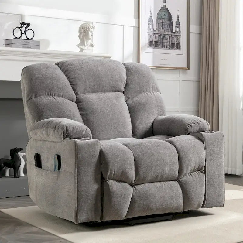 Power Lift Recliner Chair With Electric Massage And Heat For Elderly With 2 Cup Holders