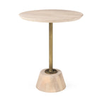 Maxwell Dark Brown Wood w/Black Metal Pedestal Round Side Table