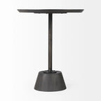 Maxwell Dark Brown Wood w/Black Metal Pedestal Round Side Table