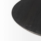 Maxwell Dark Brown Wood w/Black Metal Pedestal Round Side Table