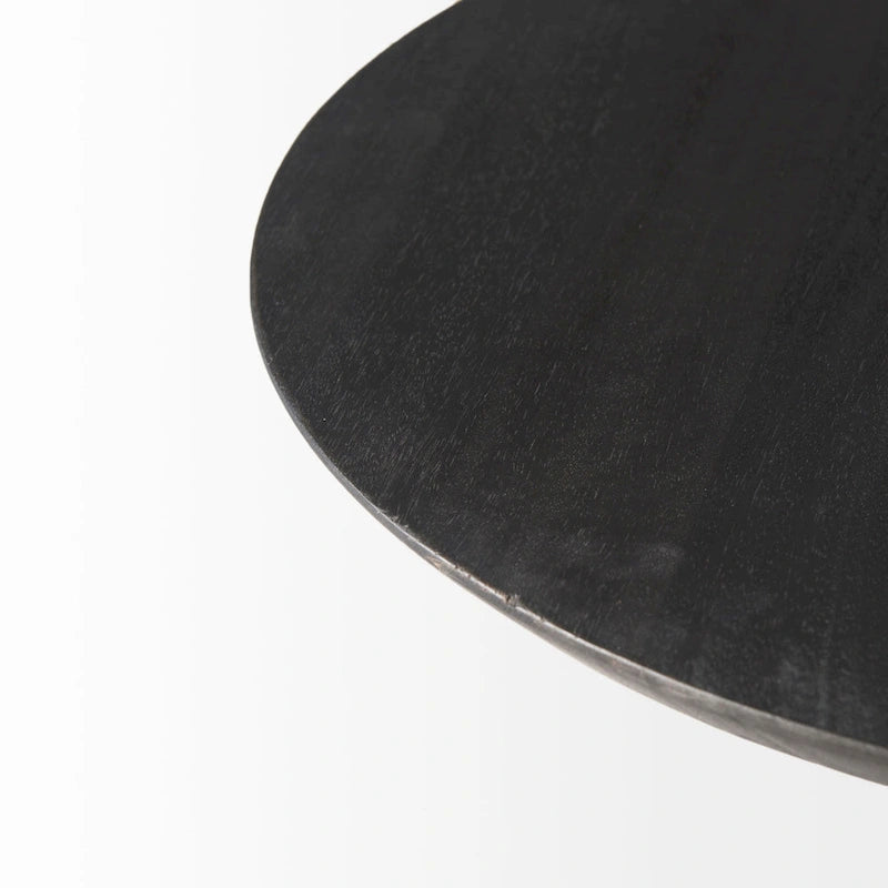 Maxwell Dark Brown Wood w/Black Metal Pedestal Round Side Table