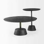 Maxwell Dark Brown Wood w/Black Metal Pedestal Round Side Table