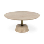 Maxwell Dark Brown Wood w/Black Metal Pedestal Round Side Table