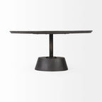 Maxwell Dark Brown Wood w/Black Metal Pedestal Round Side Table