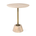 Maxwell Dark Brown Wood w/Black Metal Pedestal Round Side Table