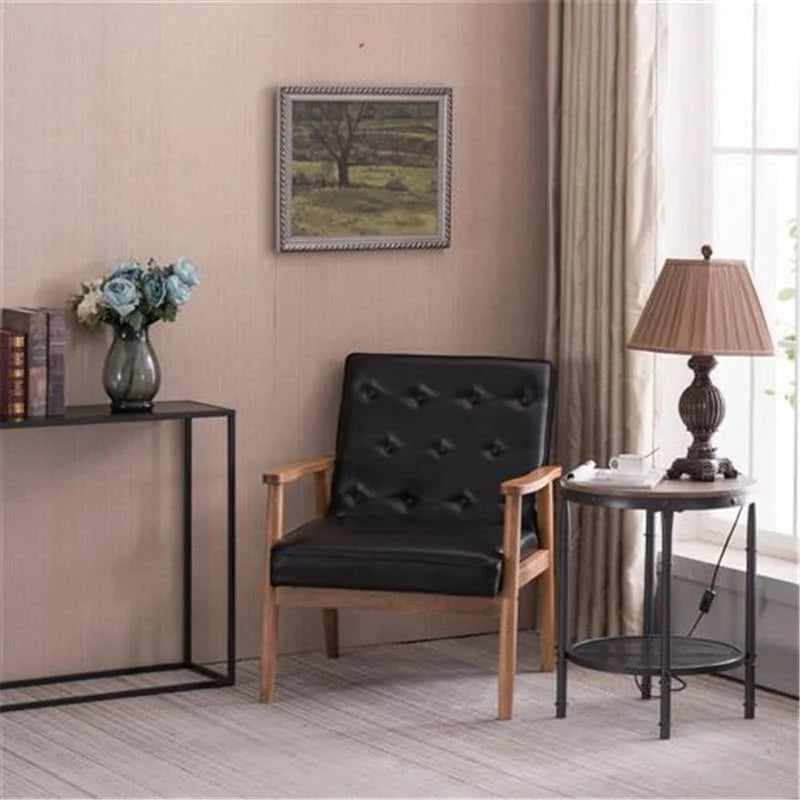Retro Modern Faux Leather Chair Black