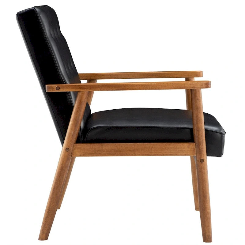 Retro Modern Faux Leather Chair Black