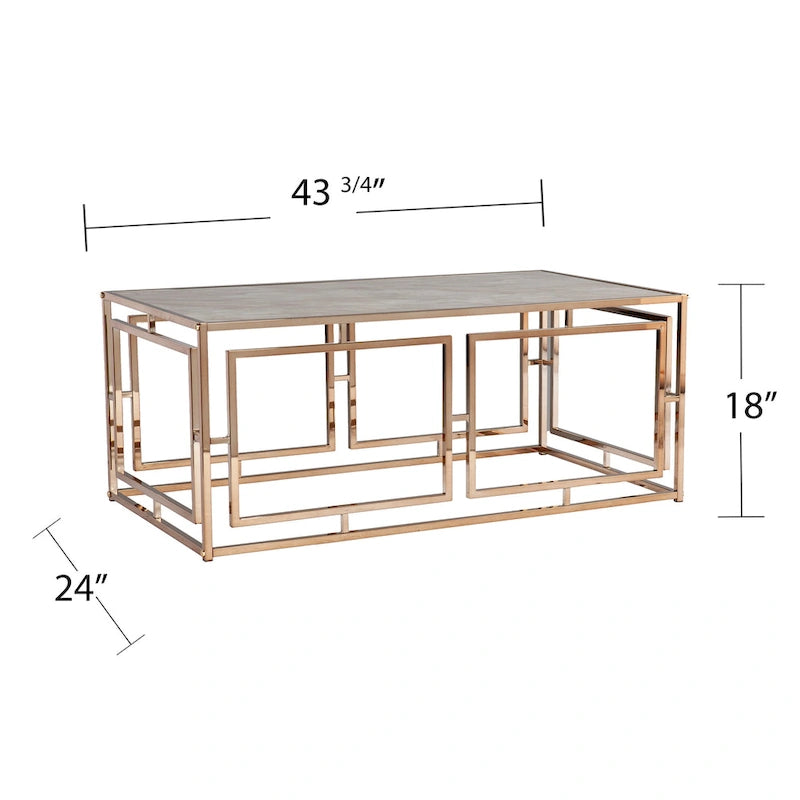 SEI Furniture Simons Rectangular Geometric Faux Marble Coffee Table