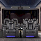 Electric Recliner Adjustable Headrest with USB Ports and Cup Holders Home Theater Seating Reclining Chair Hidden Arm Storage