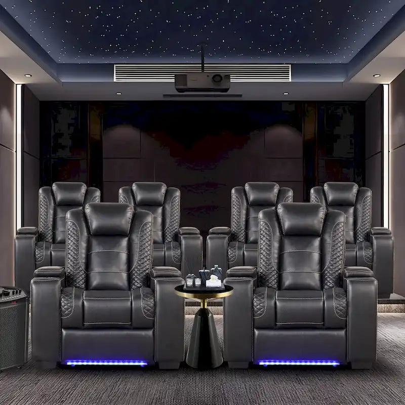 Electric Recliner Adjustable Headrest with USB Ports and Cup Holders Home Theater Seating Reclining Chair Hidden Arm Storage