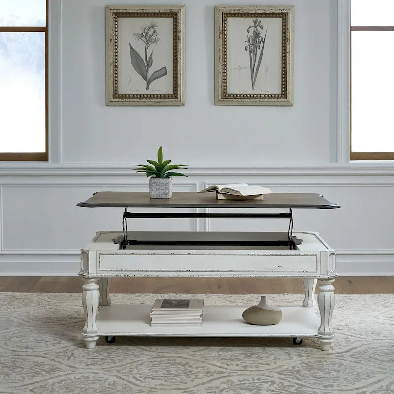 Magnolia Manor Antique White Lift Top Cocktail Table