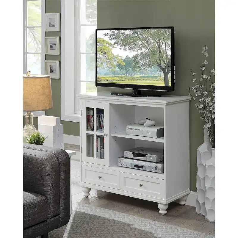Convenience Concepts Tahoe Highboy 40 2 Drawer TV Stand with Storage Cabinet and Shelves