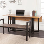   Weathered Oak with Black Frame Drop Leaf Table