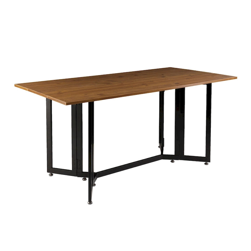 Weathered Oak with Black Frame Drop Leaf Table
