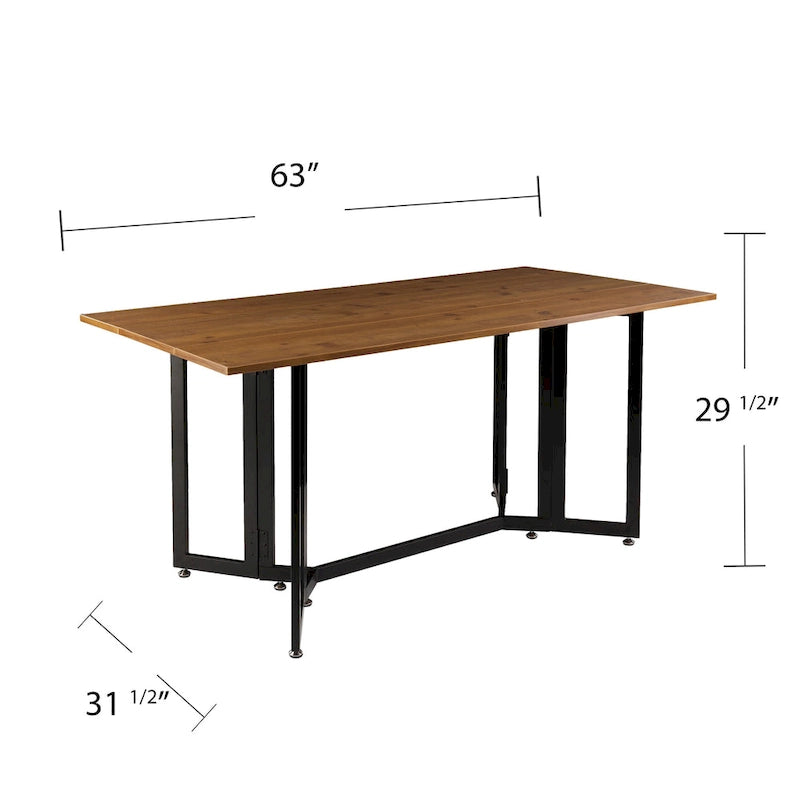 Weathered Oak with Black Frame Drop Leaf Table