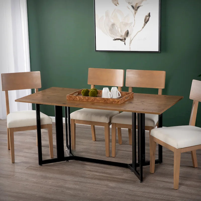 Weathered Oak with Black Frame Drop Leaf Table