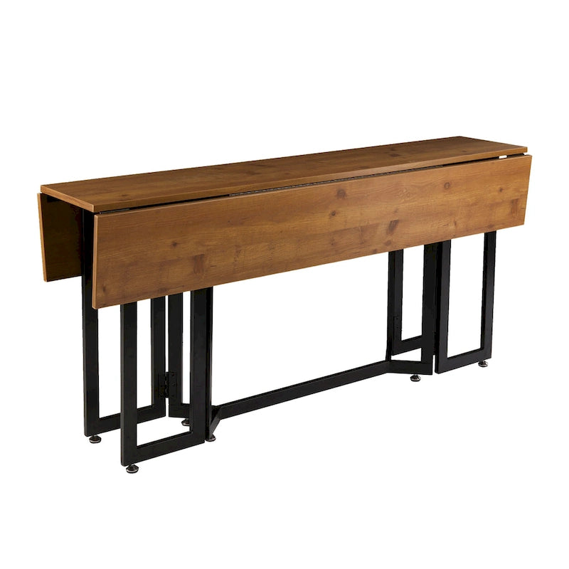Weathered Oak with Black Frame Drop Leaf Table