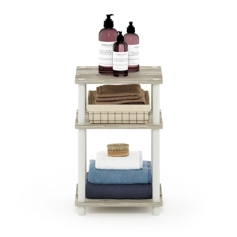 Furinno Just 3-Tier Turn-N-Tube End Table, Sonoma Oak/White