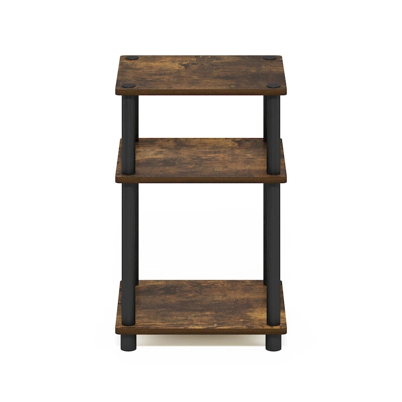 Furinno Just 3-Tier Turn-N-Tube End Table, Sonoma Oak/White