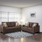 Polyfiber 2 Pieces Sofa Set With Accent Pillows Brown