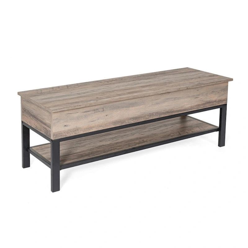 Modern Farmhouse Entryway Storage Bench with Lower Shelf Storage