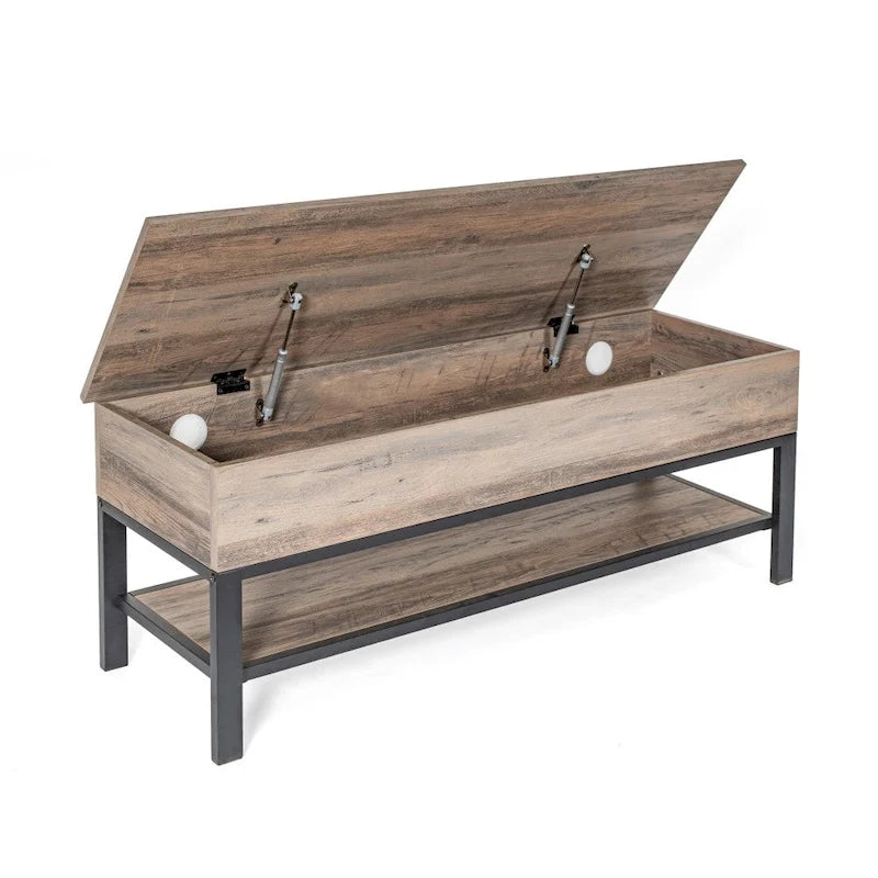 Modern Farmhouse Entryway Storage Bench with Lower Shelf Storage