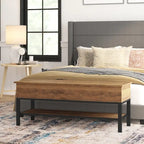 Modern Farmhouse Entryway Storage Bench with Lower Shelf Storage