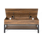 Modern Farmhouse Entryway Storage Bench with Lower Shelf Storage