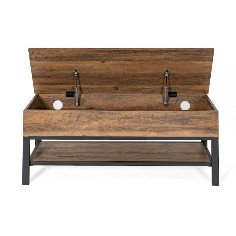 Modern Farmhouse Entryway Storage Bench with Lower Shelf Storage