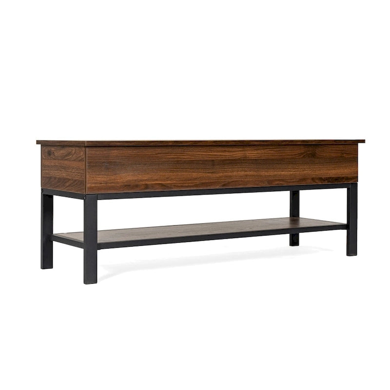 Modern Farmhouse Entryway Storage Bench with Lower Shelf Storage